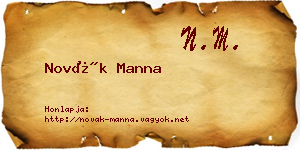 Novák Manna névjegykártya